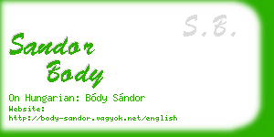 sandor body business card