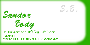 sandor body business card